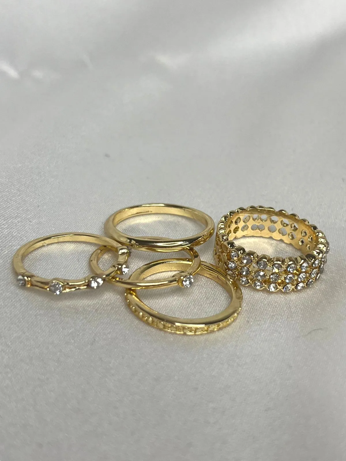 5 Pack Mixed Ring Selection in Gold