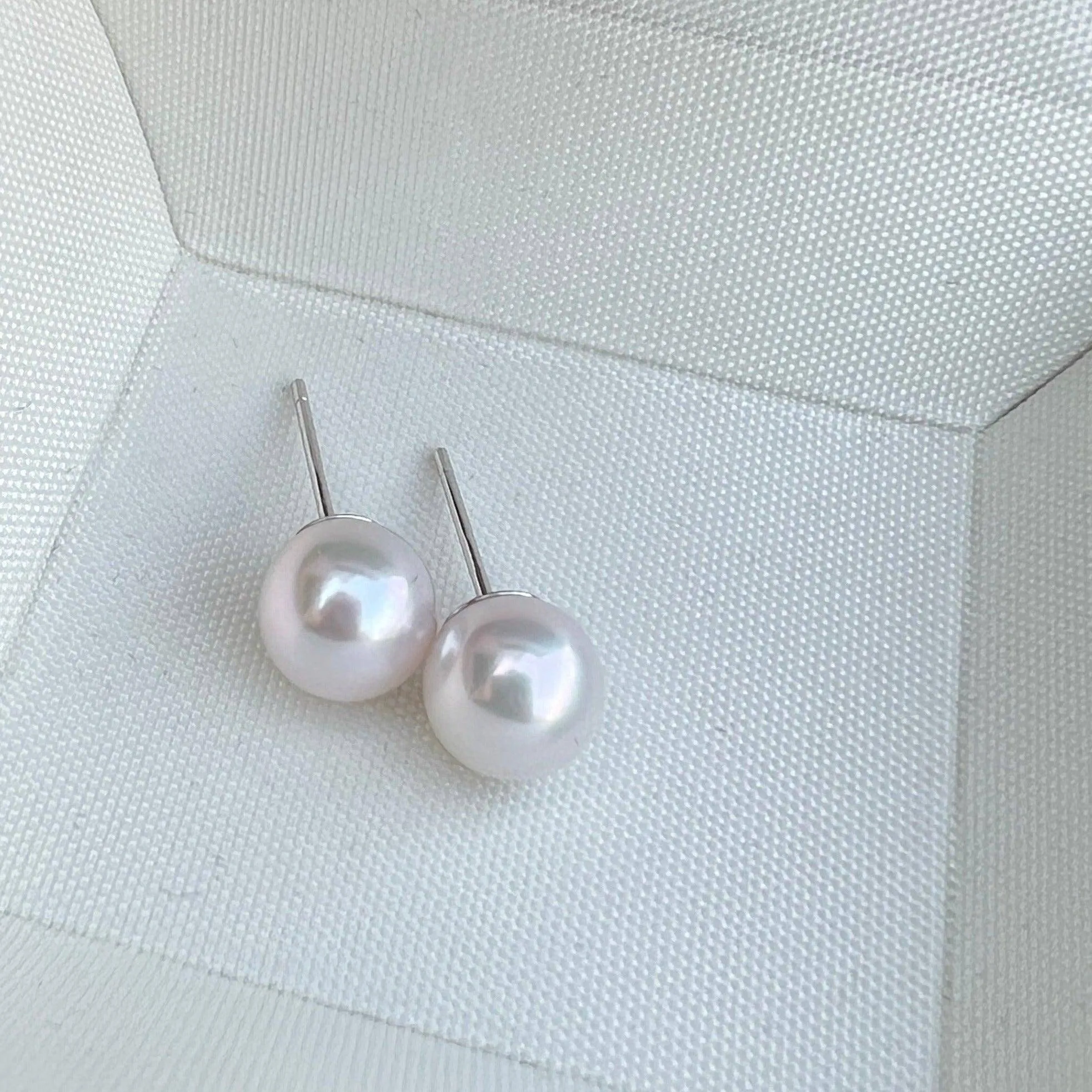 8-8.5mm Akoya Pearl Stud Earrings Sterling Silver