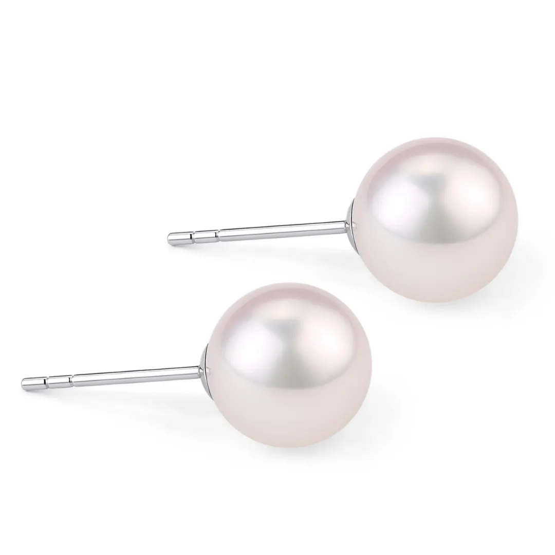 8-8.5mm Akoya Pearl Stud Earrings Sterling Silver