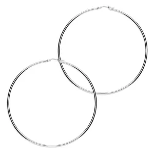 80mm Slim Tube Hoop Earring - Sterling Silver