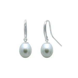 8mm Grey Freshwater Pearl Sterling Silver Single Drop Earrings