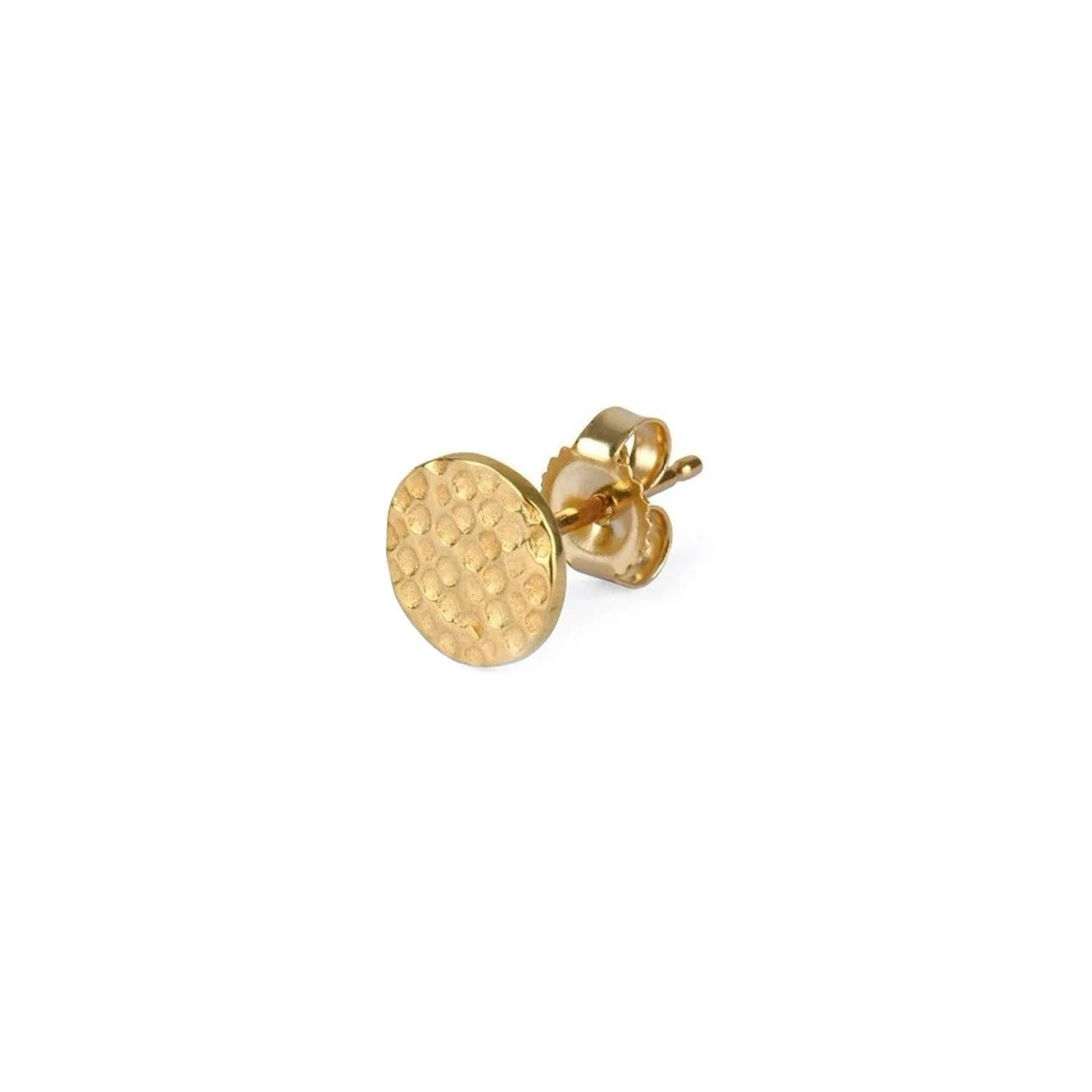 9kt Gold Hammered Disc Stud Earrings