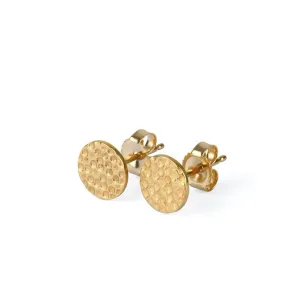 9kt Gold Hammered Disc Stud Earrings