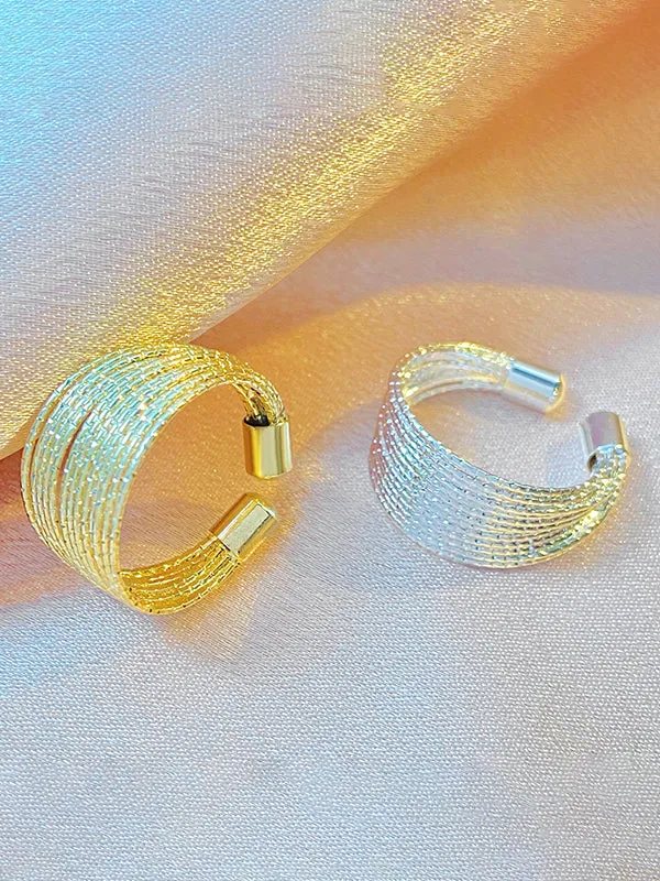 Adjustable Hollow Sequined Solid Color Rings Accessories