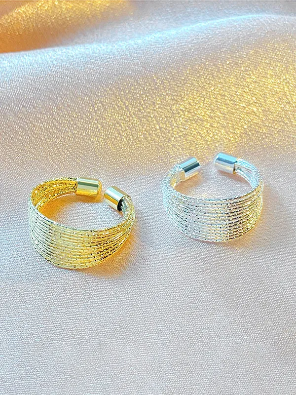 Adjustable Hollow Sequined Solid Color Rings Accessories