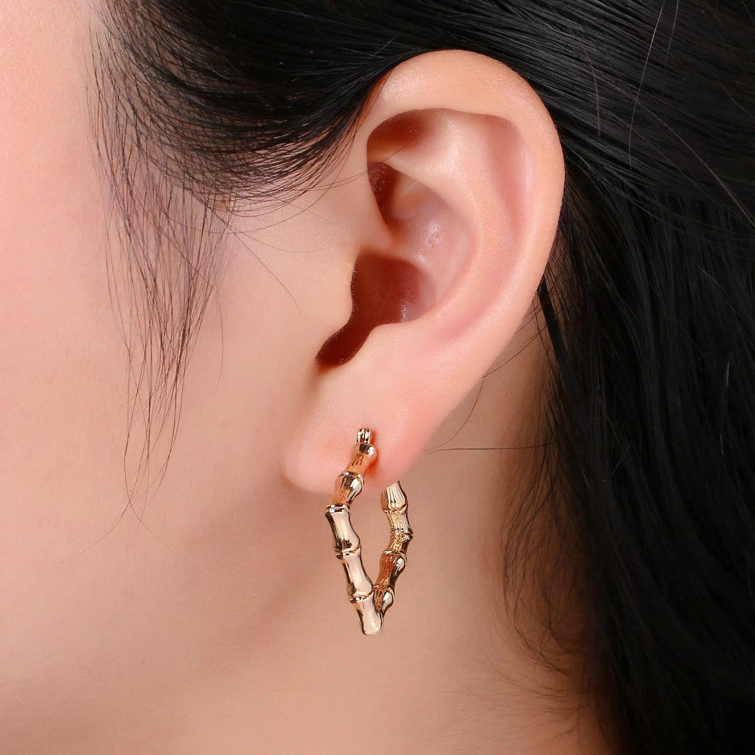 Aim Eternal - Square Hoop Earrings Gold Bamboo Earrings