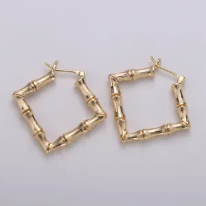 Aim Eternal - Square Hoop Earrings Gold Bamboo Earrings