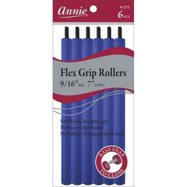 Annie Flex Grip Rollers 9/16In Dia 7In Long 6Ct Blue (1272)