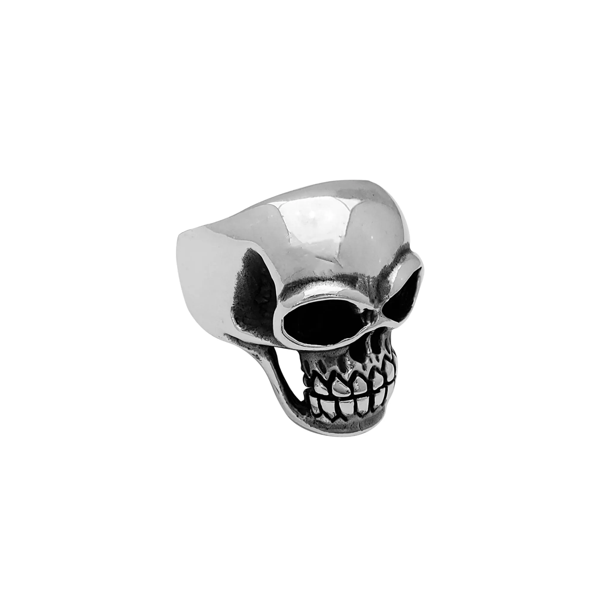 Antique Finish Glossy Skull Ring (Silver)