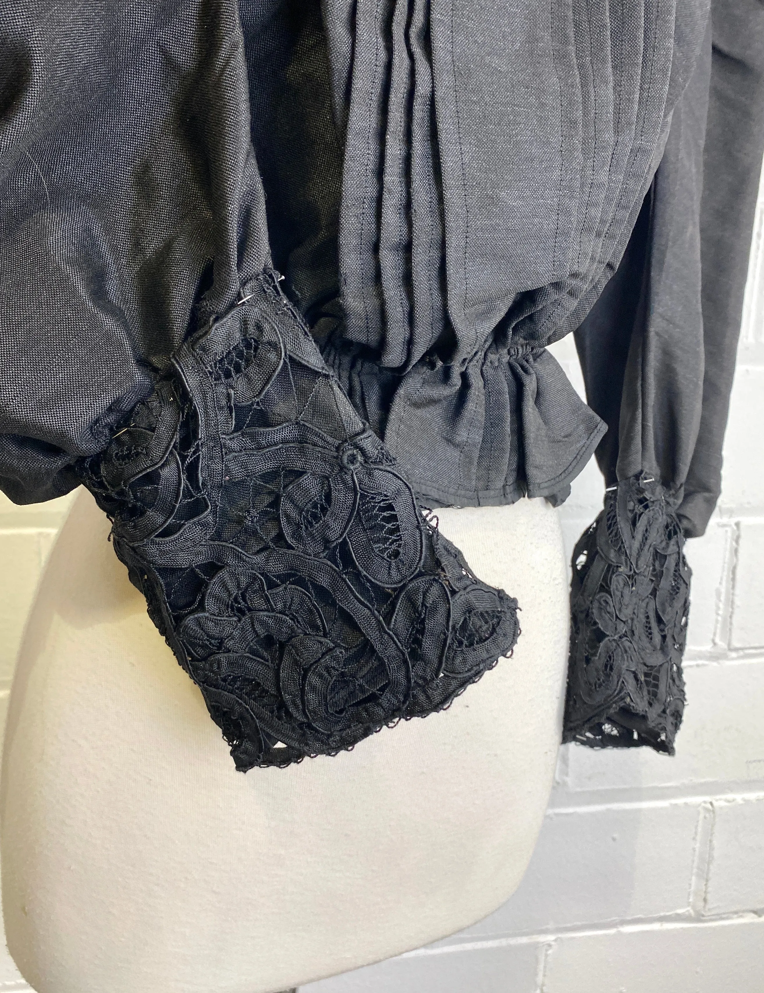 Antique Victorian Black Tape Lace Cuffs