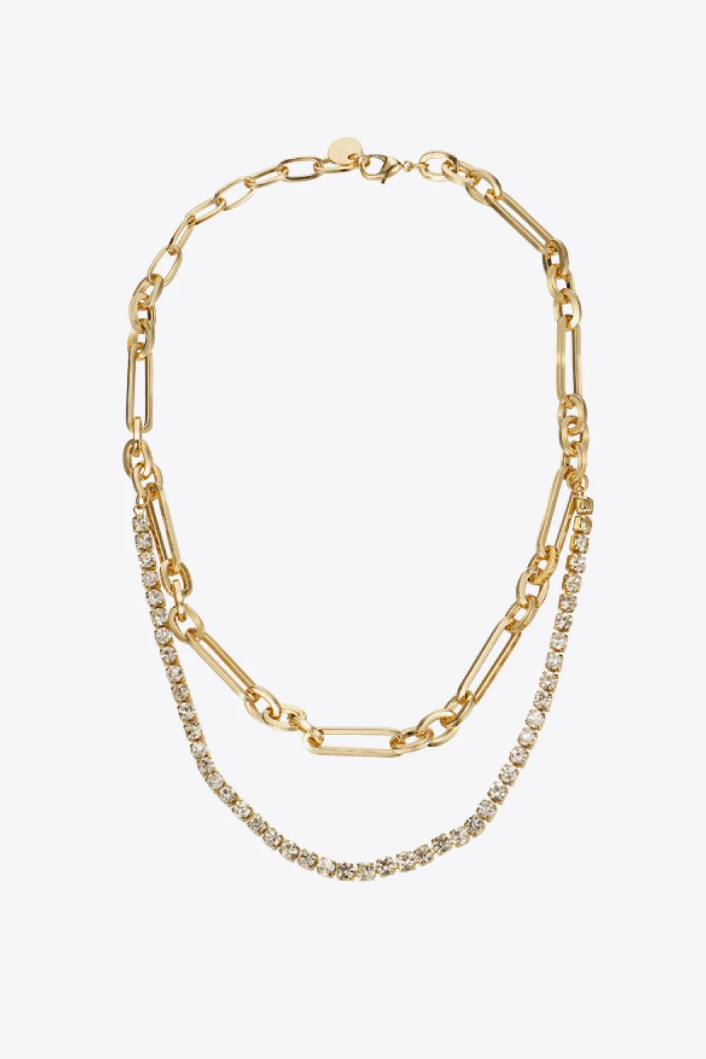 *APP EXCLUSIVE* 18K Gold Plated Paperclip and Diamond Layered Necklace