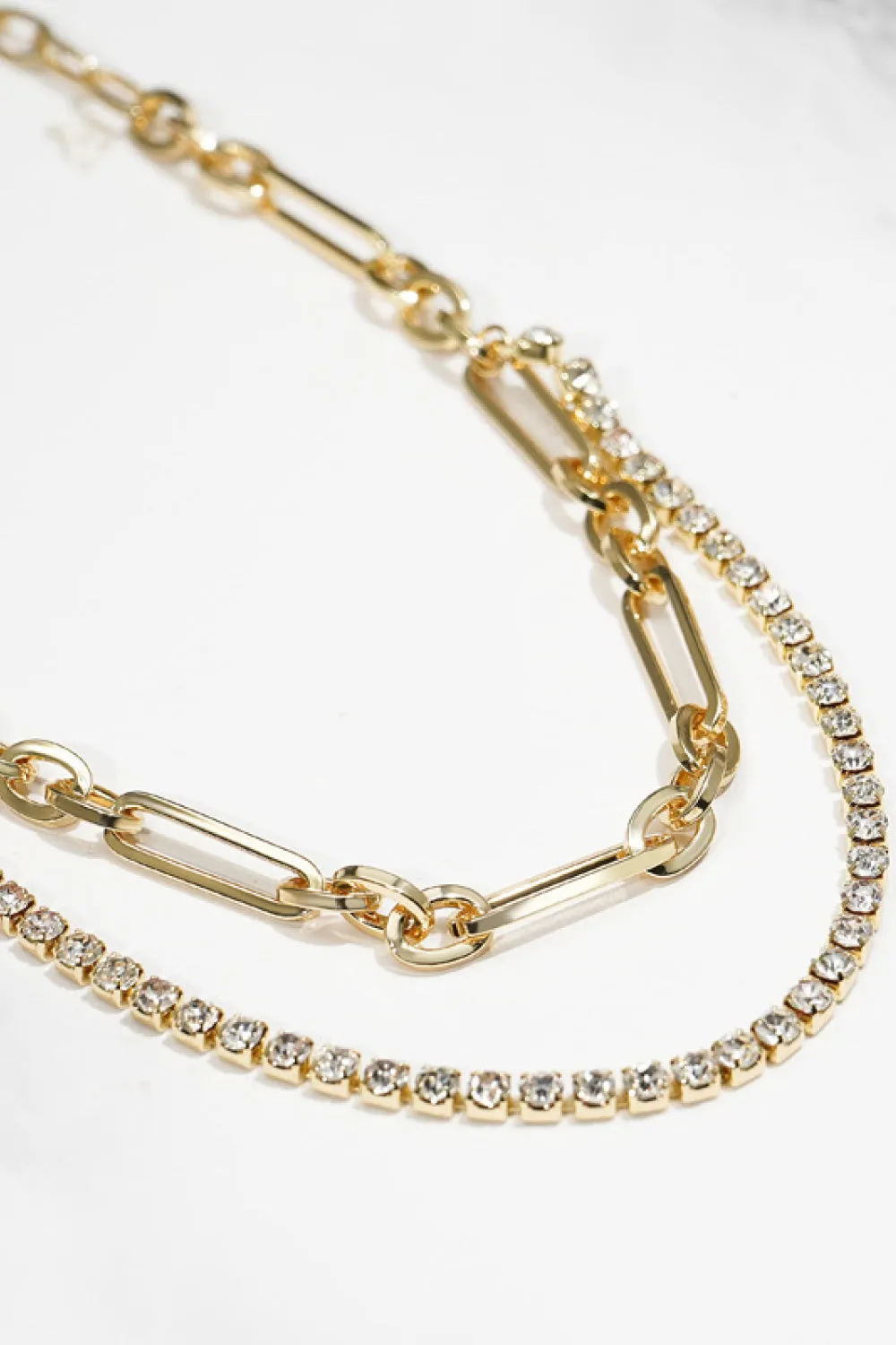 *APP EXCLUSIVE* 18K Gold Plated Paperclip and Diamond Layered Necklace