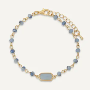 Aqua Blue Crystal Clasp Bracelet In Gold-Tone