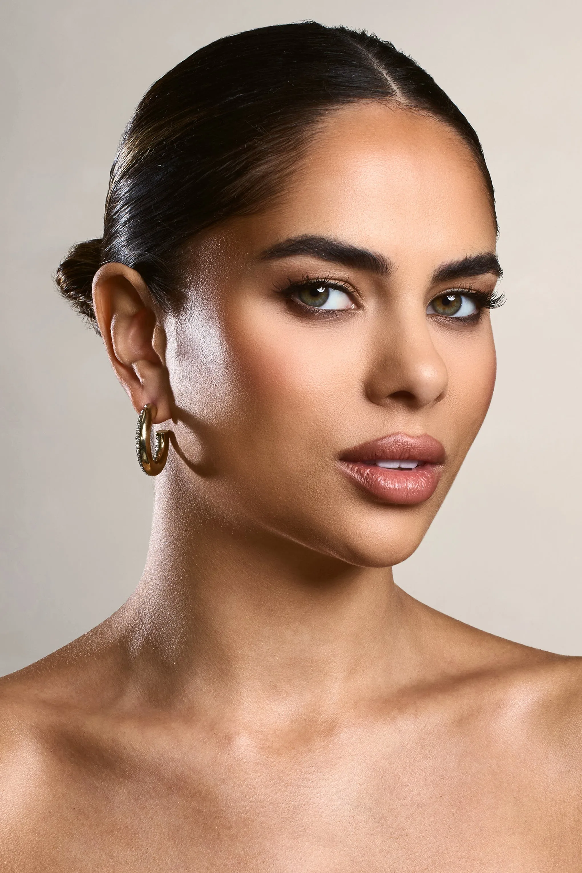 Ariesha | Gold Diamante Small Hoop Earrings