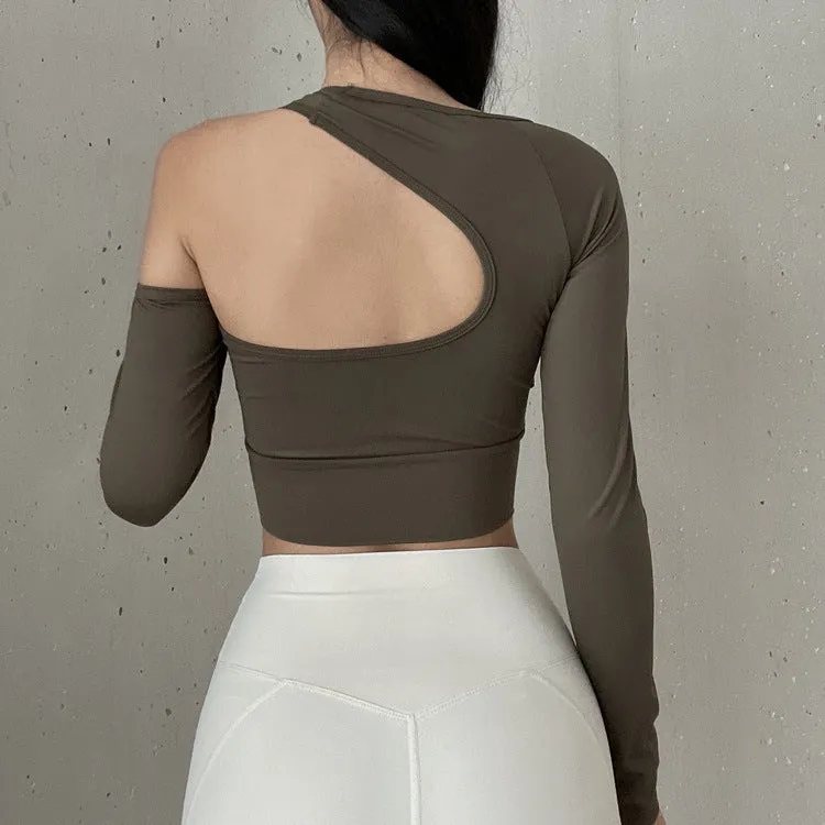 Asymmetrical back sport top