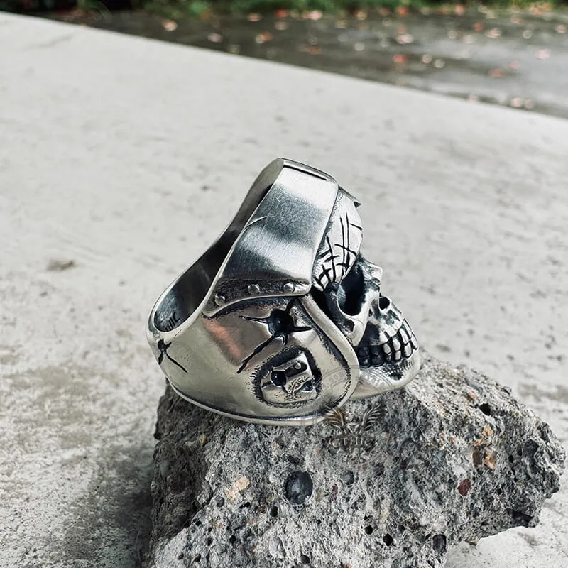 Aviator Helmet Skull Sterling Silver Ring