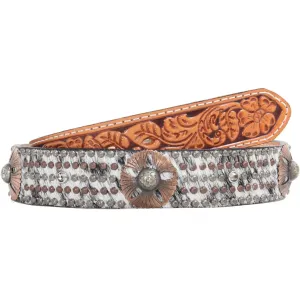 B173 - Roan Hair and Floral Tooled Belt