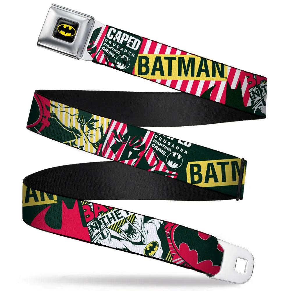 Batman Full Color Black Yellow Seatbelt Belt - Batman Caped Crusader Webbing