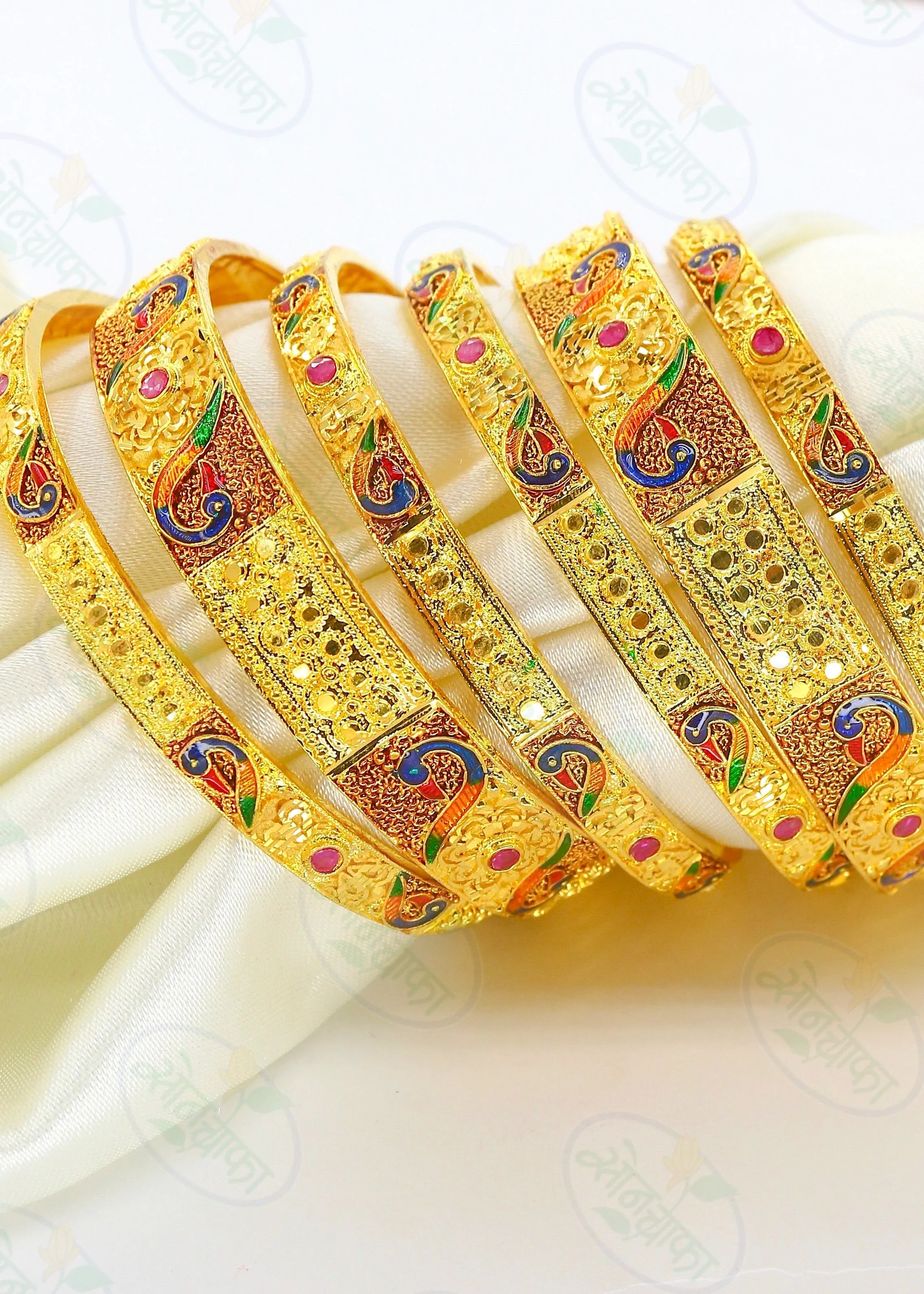 BEAUTIFUL PEACOCK DESIGNER GOLD PLATED BANGLES