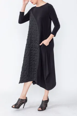 Black Asymmetrical Textured Dress