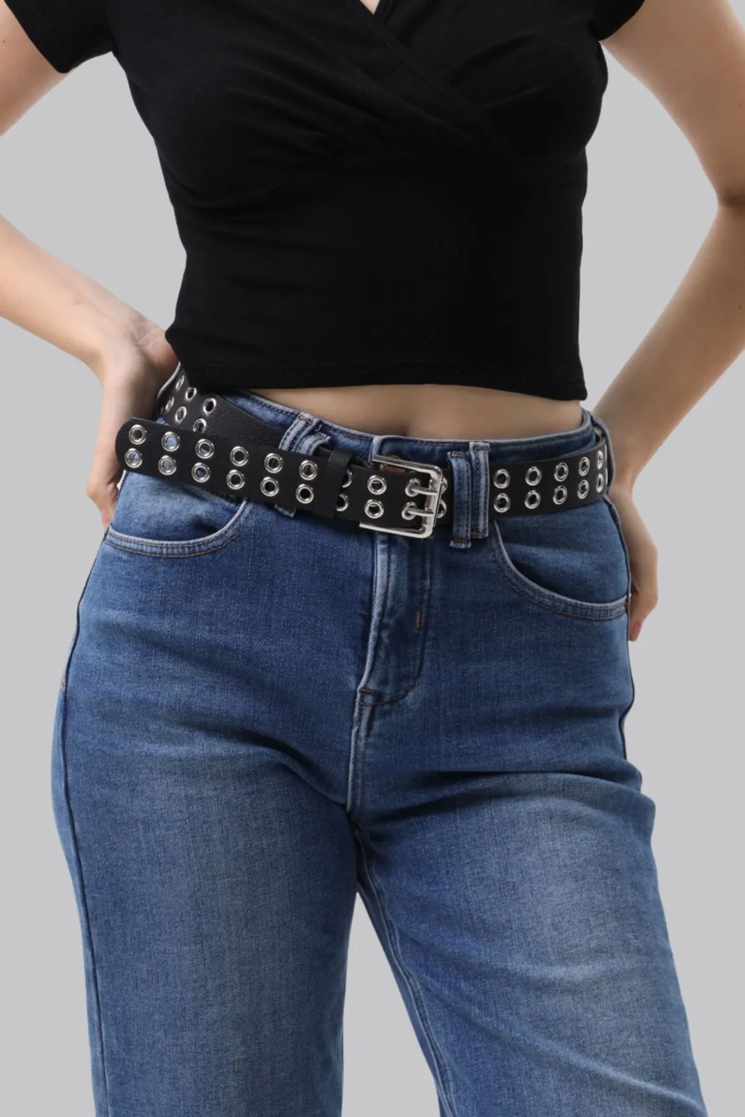 Black Double Eyelet Belt