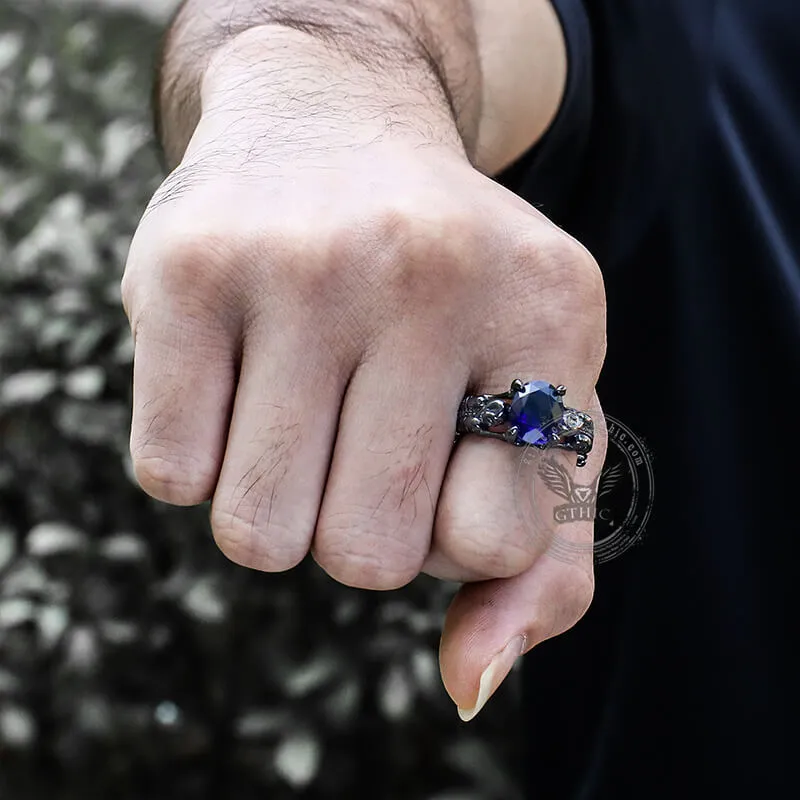 Black Skull Tribute Gem Brass Ring