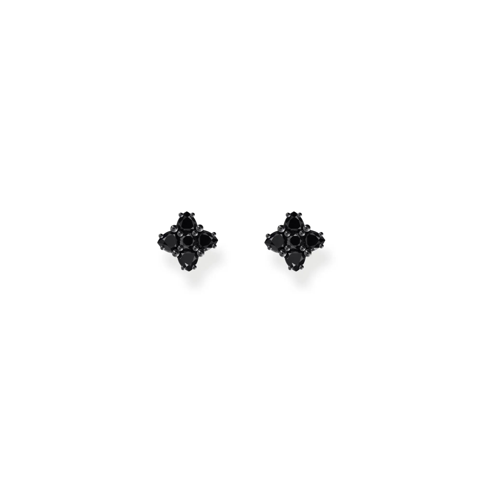 Blackened small ear studs with black zirconia