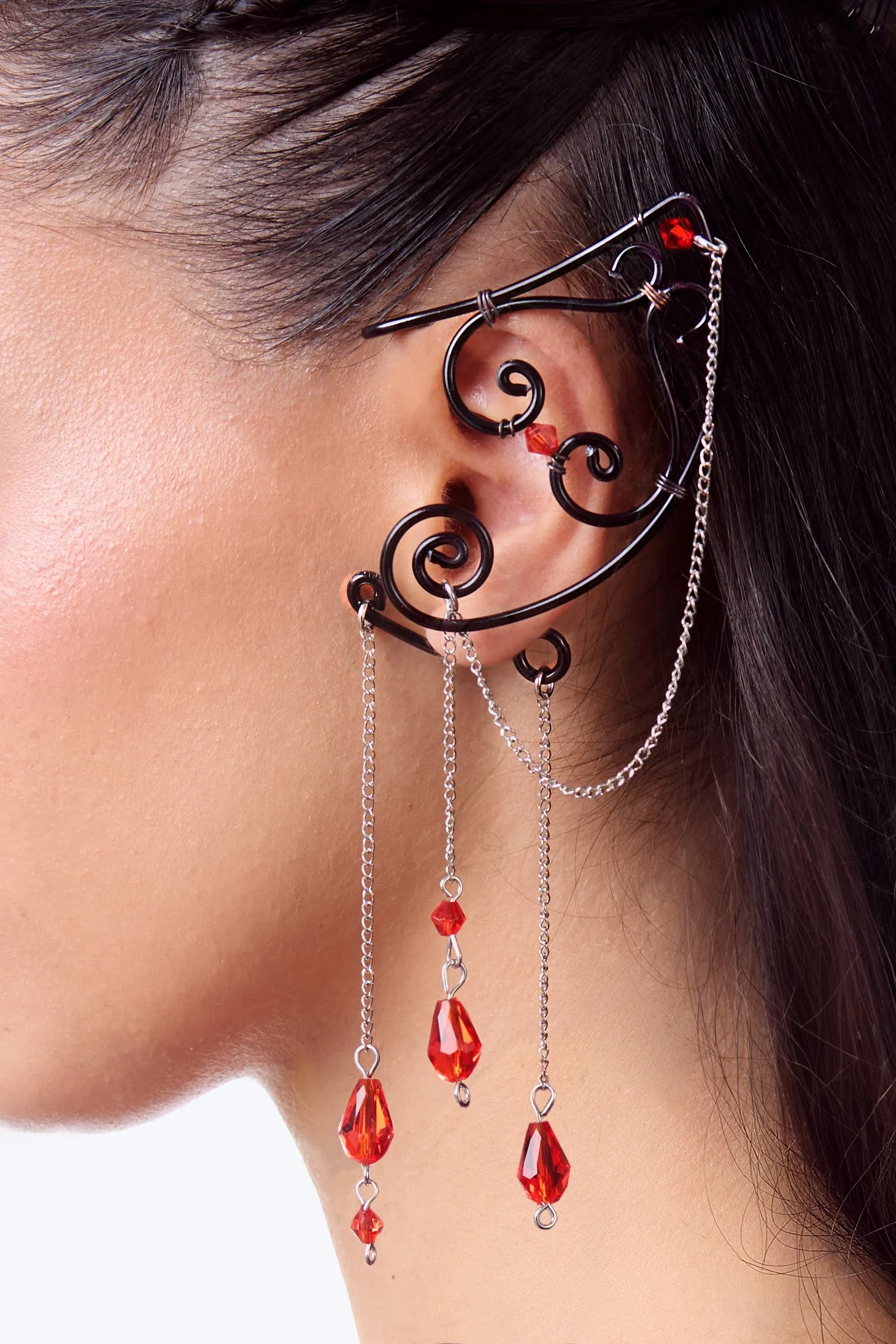 Blood Drop Chain Ear Cuffs