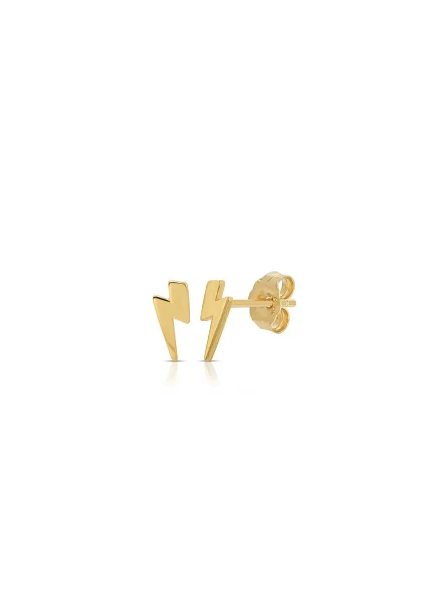 Bolt Stud Earrings - Gold