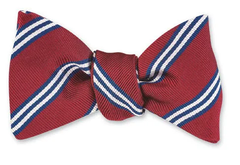 Burgundy/Navy Brooks Striped Bow Tie - B1786