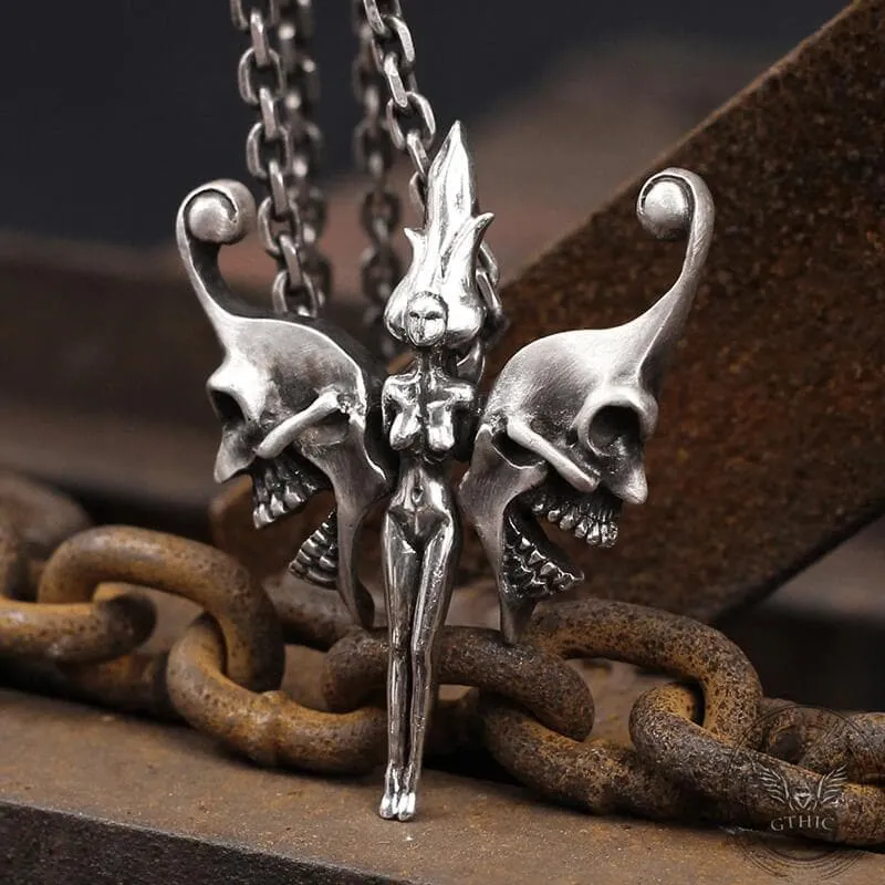 Butterfly Fairy Skull Pendant