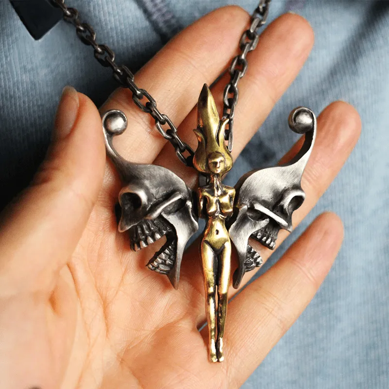 Butterfly Fairy Skull Pendant