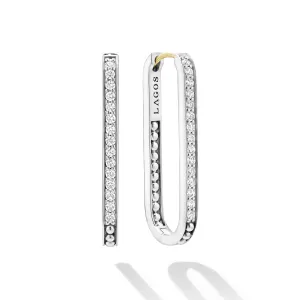 Caviar Spark Large Linear Diamond Hoop Earrings