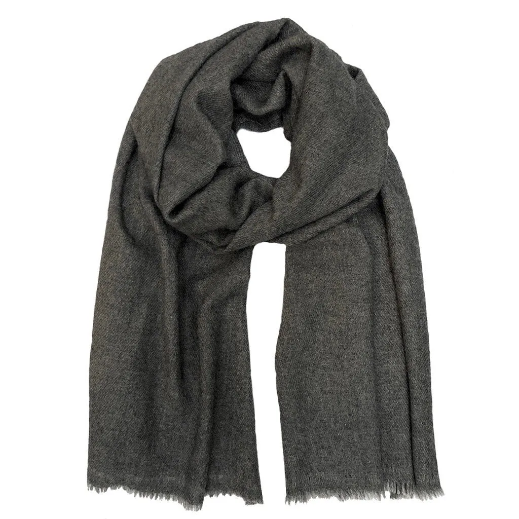 Charcoal Handloom  Cashmere Scarf