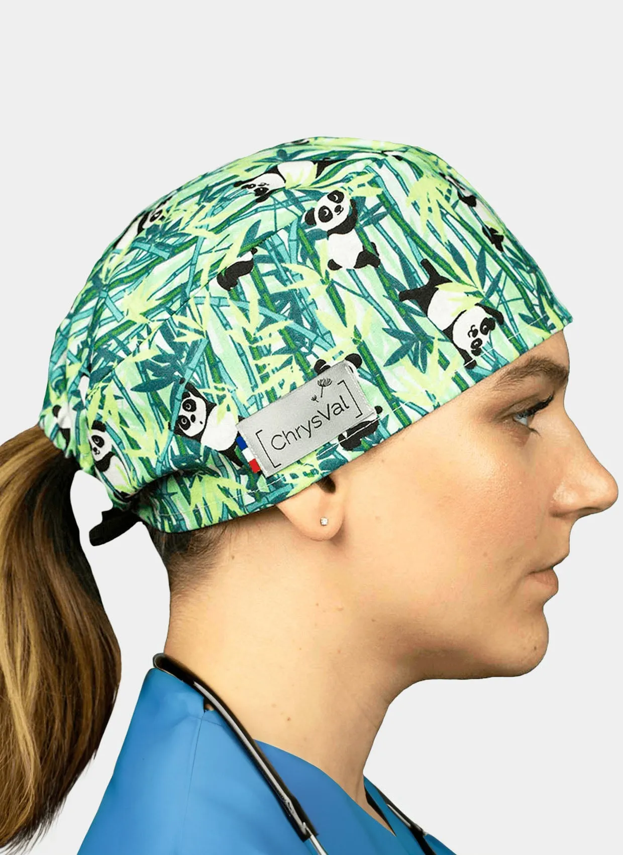 ChrysVal Short Scrub Hat - Bamboo Panda