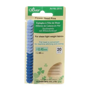 Clover Flower Head Pins 20 count Blue