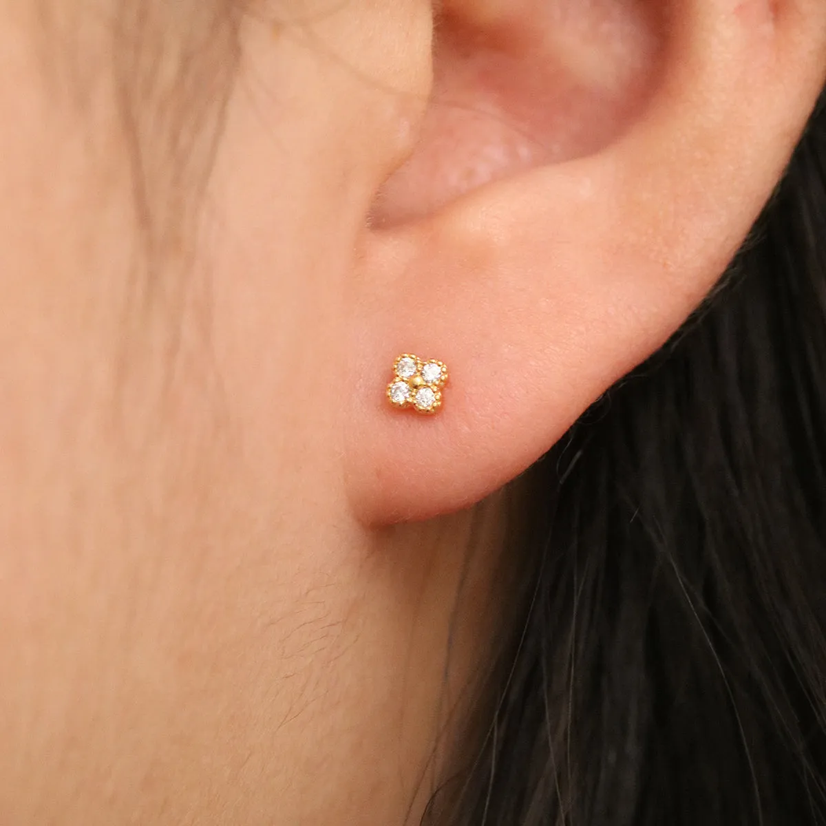 Clover Sparkle Stud Earrings