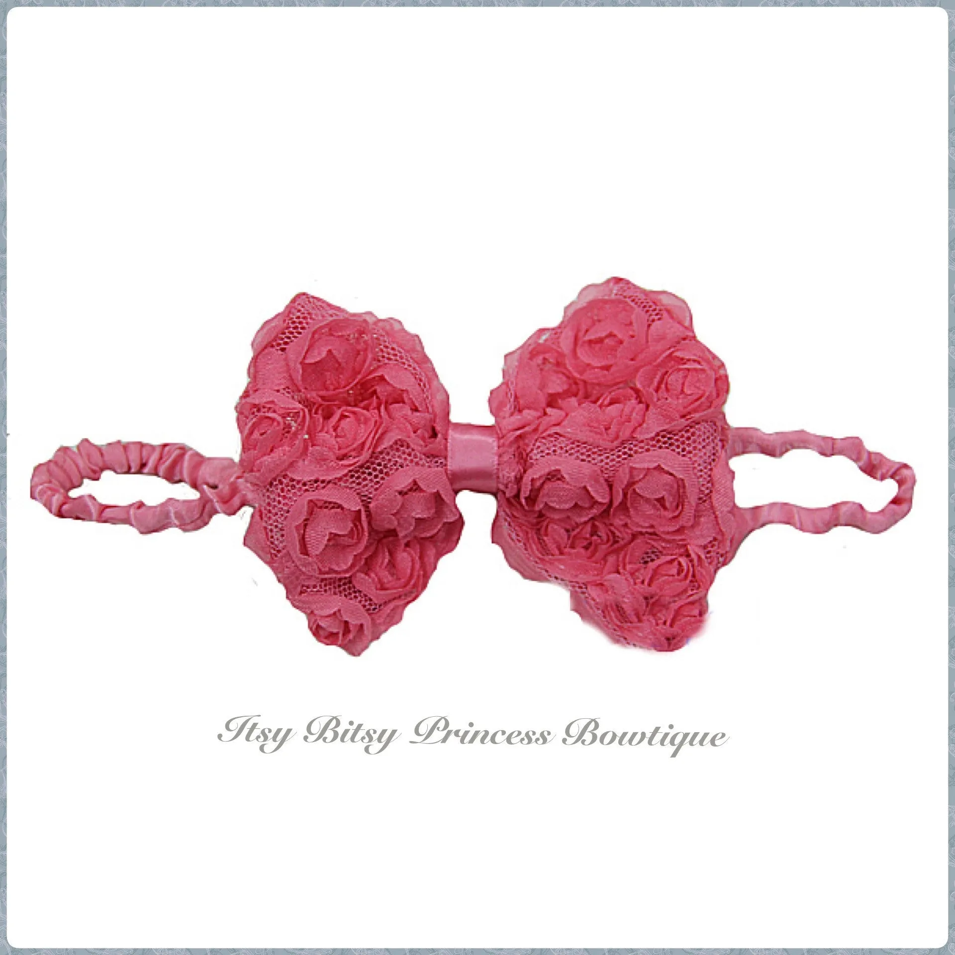 Coral pink Rose Bow headband