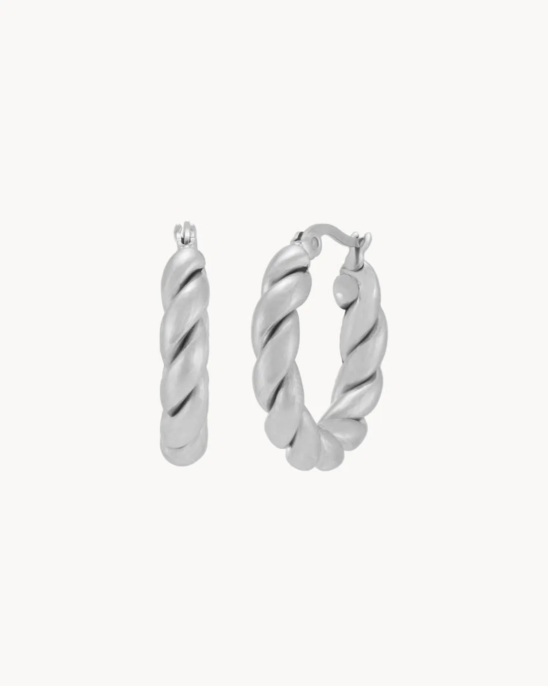 Croissant Hoop Earrings, Silver