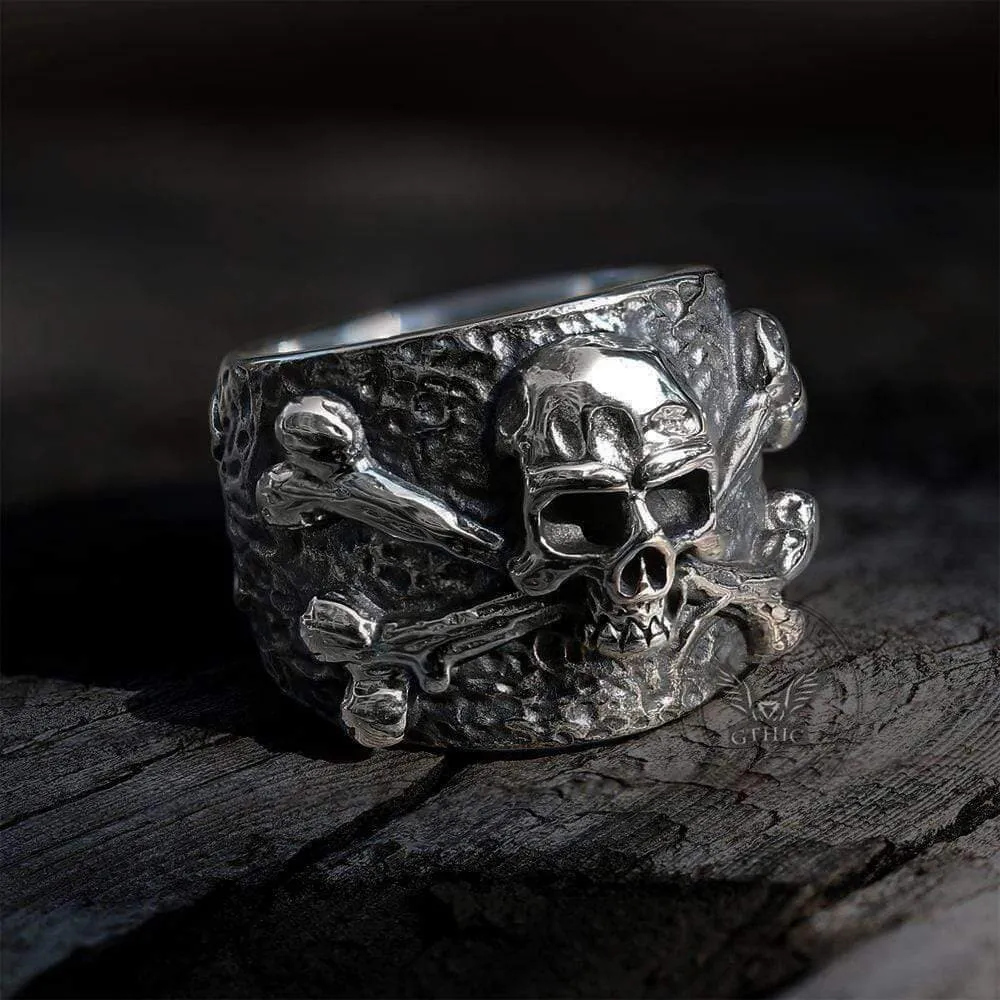 Crossbones Pirate Stainless Steel Skull Ring