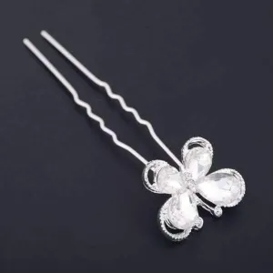 Crystal Wings Silver Plated Butterfly Hair Pins