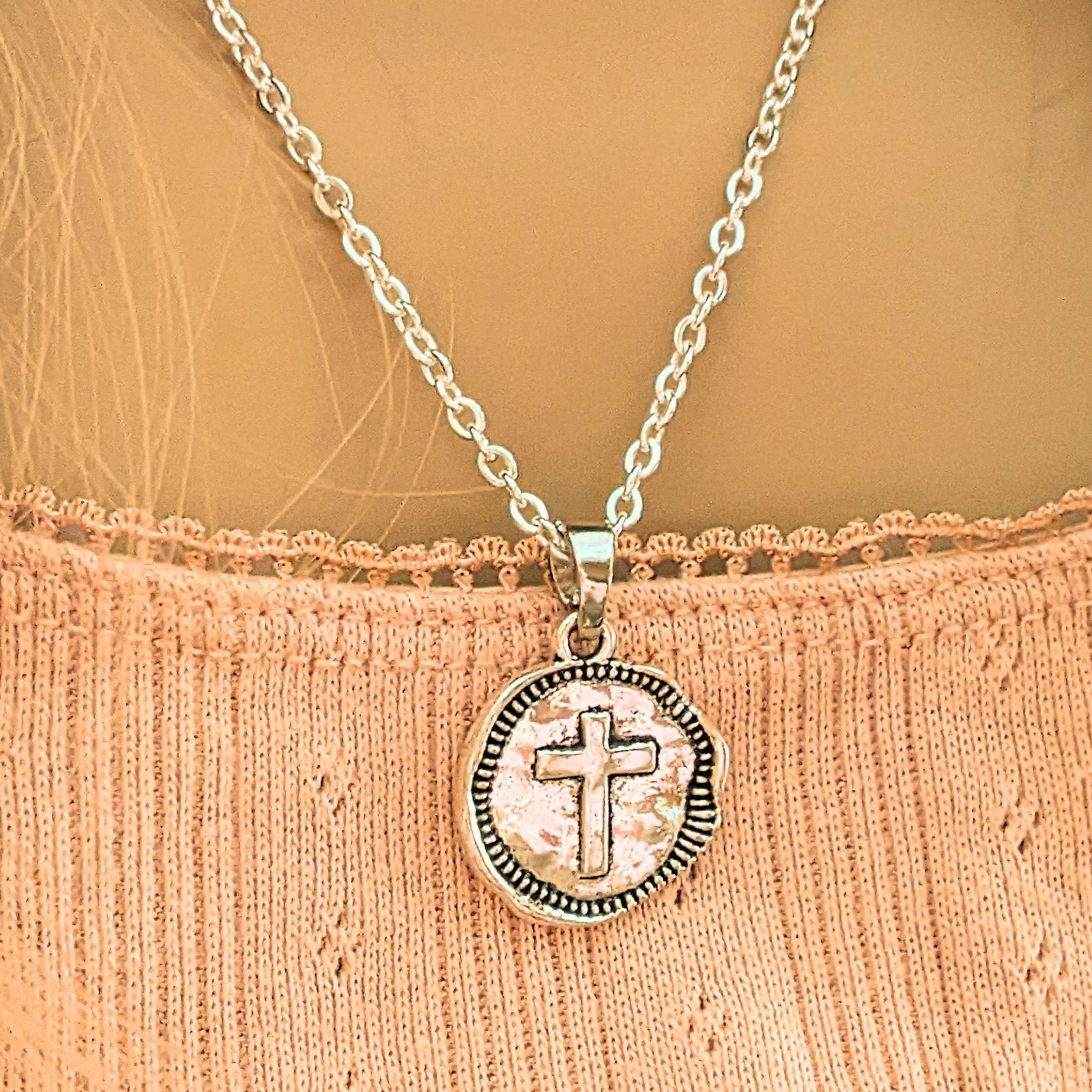 CZ Flower/Dragonfly Cross  Layered Necklace Set