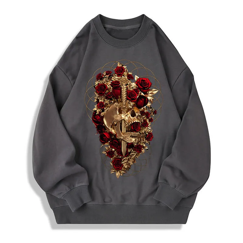 Dagger Rose Cotton Skull Sweatshirt