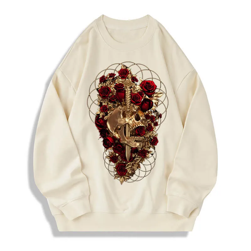 Dagger Rose Cotton Skull Sweatshirt