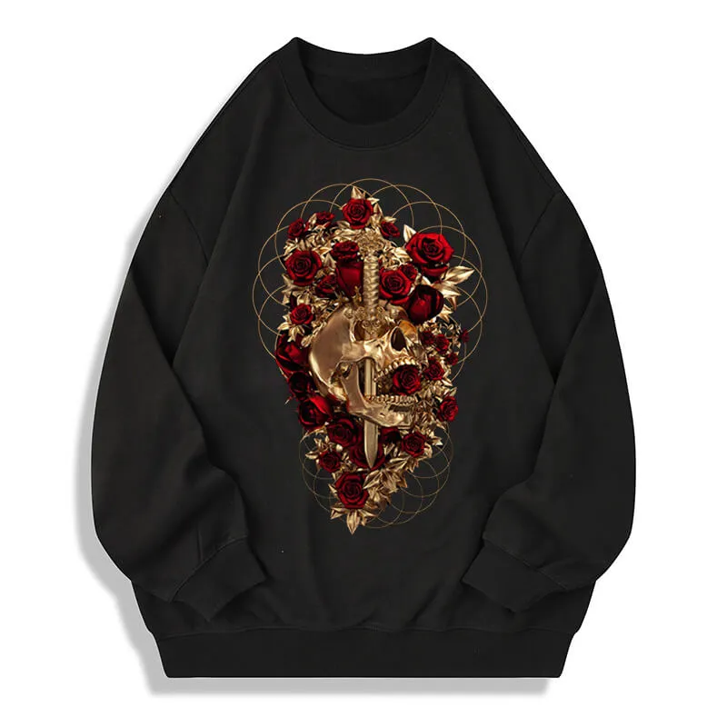 Dagger Rose Cotton Skull Sweatshirt