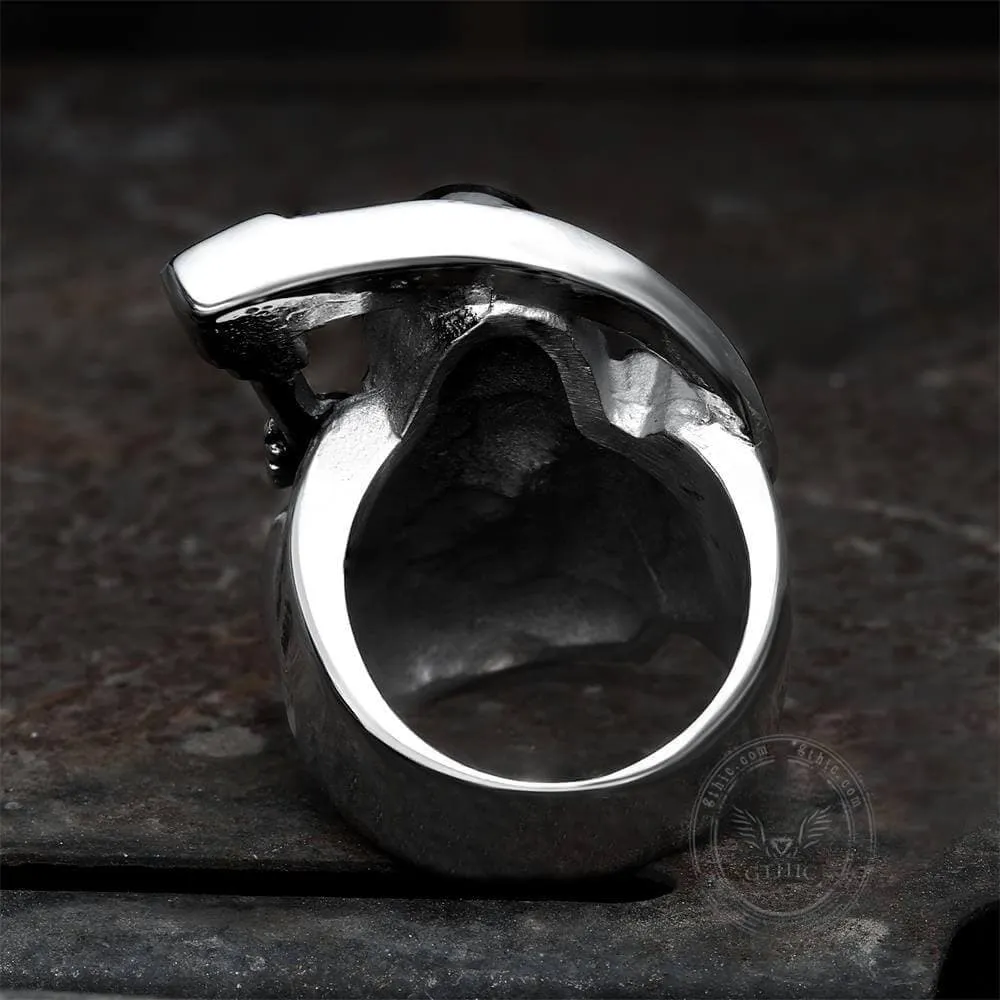 Death Sickle Stainless Steel Skull Ring