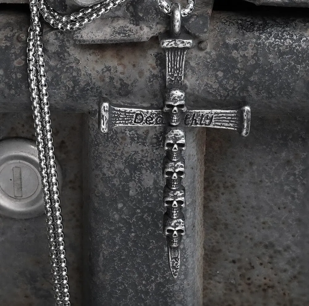 Deathly Skull And Cross Stainless Steel Pendant