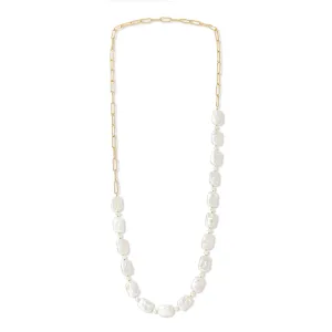 Decus oblong keishi pearl necklace with gold plate chain