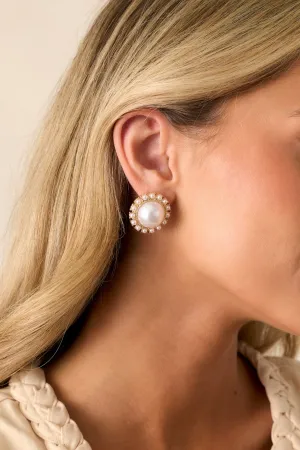 Delicate Perfection Gold Pearl Stud Earrings