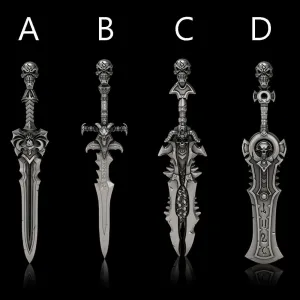 Demon Skull Sterling Silver Sword Weapon Pendant